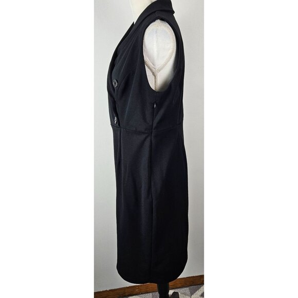 New York & Company Womens Sleeveless Black Button Dress Size Medium Party Work - Picture 3 of 9